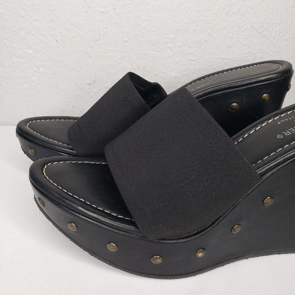 Donald J. Pliner Sandals Swan Black Studs Wedge Heels Platform Slides - Picture 9 of 15